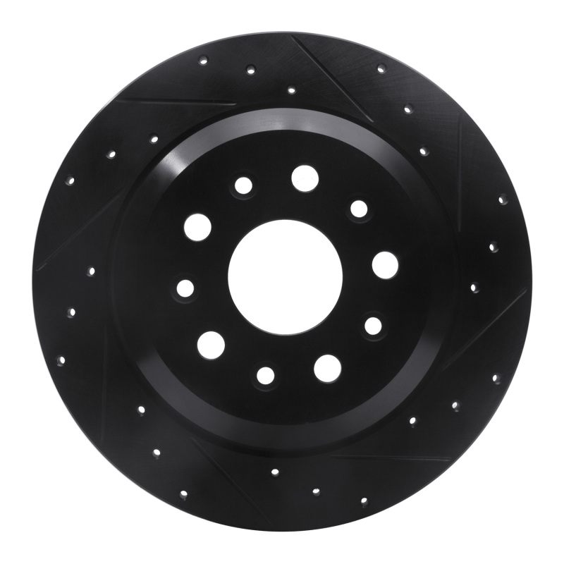 Jeep Wrangler Brake Rotor (1) - Rear Right - R1 Concepts - Drilled & Slotted - Black - `18-`25